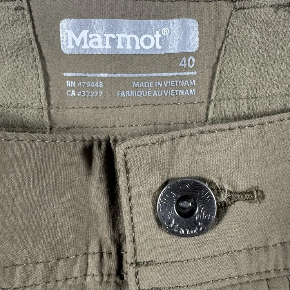 Marmot Performance Shorts Men 40 Outdoor Hiking Trail Zip Cargo Pocket Tan Khaki